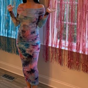 Gender Reveal off shoulder dress